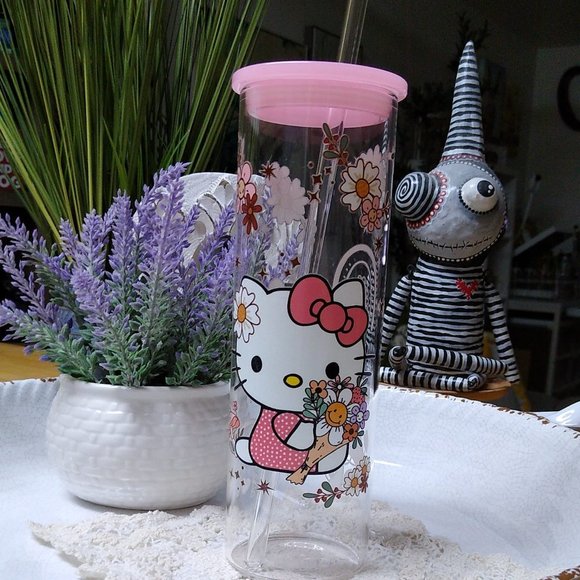 hello kitty 20oz skinny glass tumbler - Picture 1 of 2